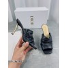 Dior D-Fame Heeled Sandals In Black Pleated Lambskin