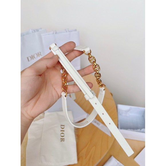 D*or caro 15mm belt in white calfskin and chain