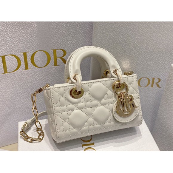 D*or lady d-joy micro bag in white cannage lambskin