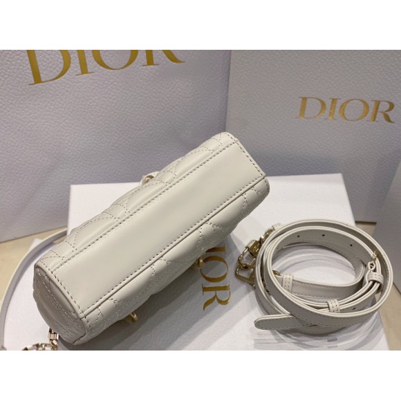 D*or lady d-joy micro bag in white cannage lambskin