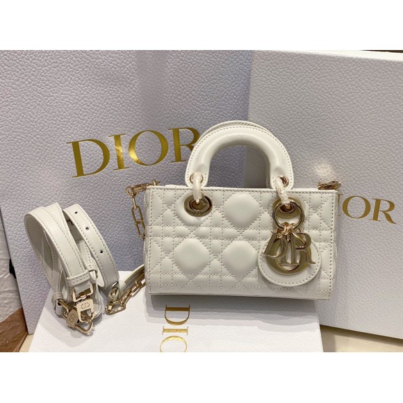 D*or lady d-joy micro bag in white cannage lambskin