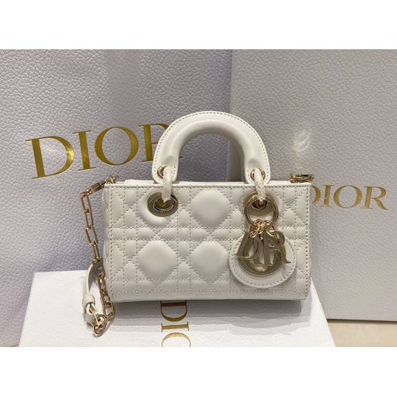 D*or lady d-joy micro bag in white cannage lambskin