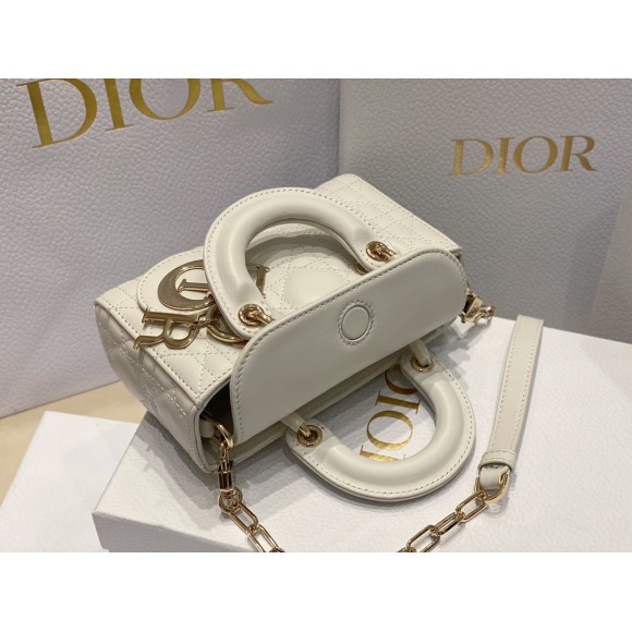 D*or lady d-joy micro bag in white cannage lambskin