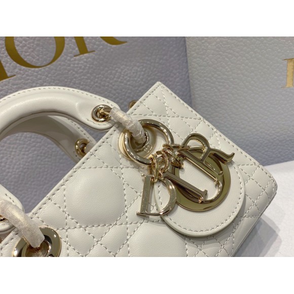 D*or lady d-joy micro bag in white cannage lambskin