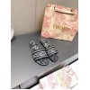 Dior Dway Slides In Black Around The World Embroidered Cotton