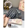 Dior Dway Slides In Black Around The World Embroidered Cotton