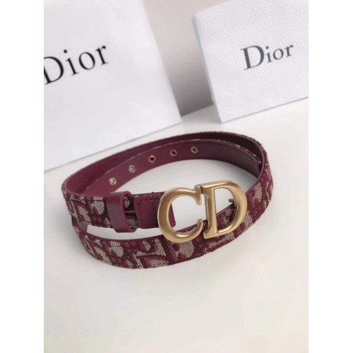 Dior Saddle 20MM Belt In Bordeaux Dior Oblique Jacquard