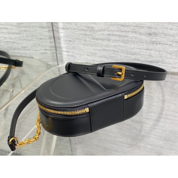 D*or cd signature oval camera bag in black calfskin