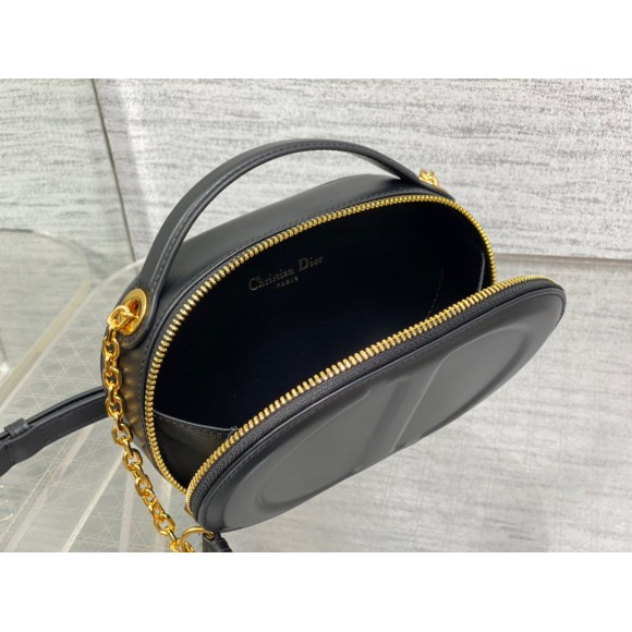 D*or cd signature oval camera bag in black calfskin