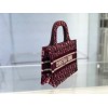 Dior Mini Book Tote Bag In Bordeaux Velvet Oblique Embroidered