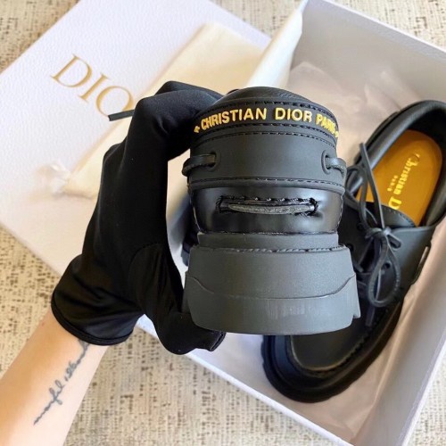 Dior Walker Boat Shoes In Black Calfskin