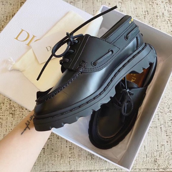 D*or walker boat shoes in black calfskin