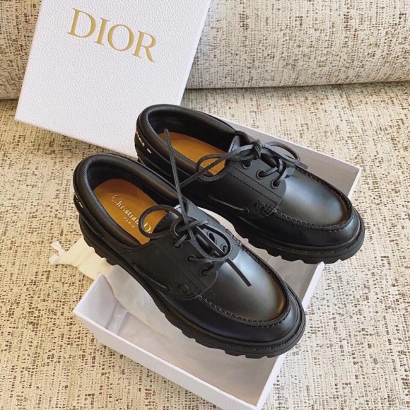 D*or walker boat shoes in black calfskin