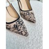 Dior J'Adior Slingback Pumps 100mm In Nude Jardin Botanique Embroidery Cotton