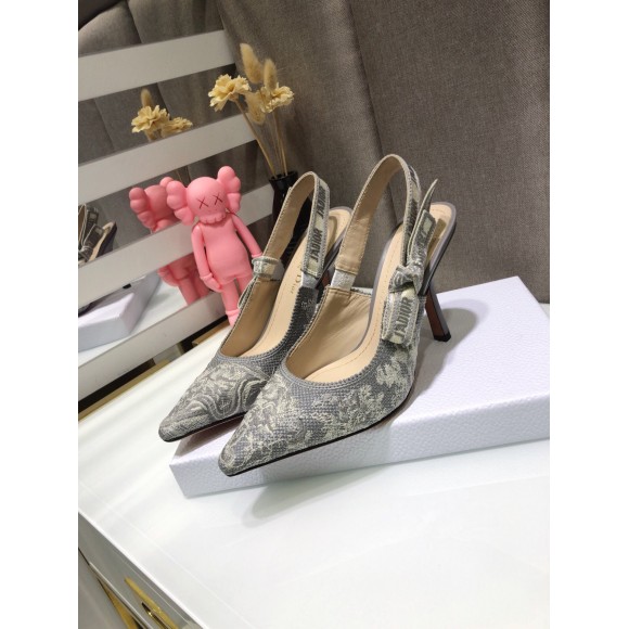 D*or j'aD*or slingback pumps 100mm in gray toile de jouy reverse