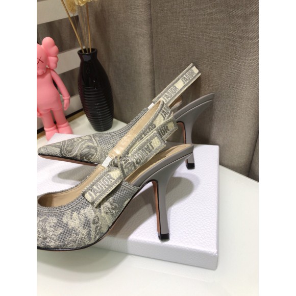 D*or j'aD*or slingback pumps 100mm in gray toile de jouy reverse