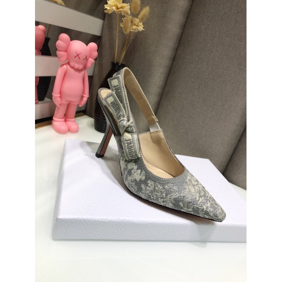 D*or j'aD*or slingback pumps 100mm in gray toile de jouy reverse