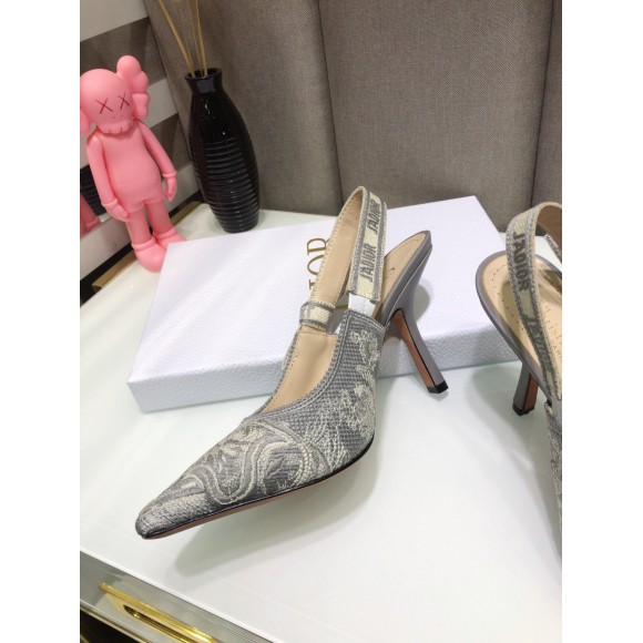 D*or j'aD*or slingback pumps 100mm in gray toile de jouy reverse