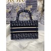 Dior Mini Book Tote Bag In Blue Velvet Oblique Embroidered