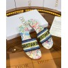 Dior Dway Slides In White Multicolor D-Constellation Embroidered Cotton