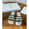 Dior Dway Slides In White Multicolor D-Constellation Embroidered Cotton