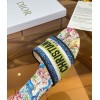 Dior Dway Slides In White Multicolor D-Constellation Embroidered Cotton