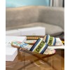 Dior Dway Slides In White Multicolor D-Constellation Embroidered Cotton