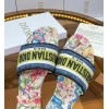 Dior Dway Slides In White Multicolor D-Constellation Embroidered Cotton