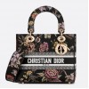 Dior Lady D-Lite Medium Bag In Black Jardin Botanique Embroidery