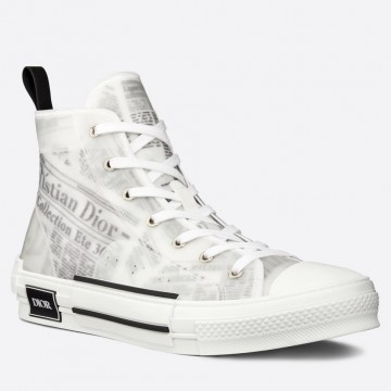 Dior Men's B23 High-top Sneakers In Canvas with Newspaper Print