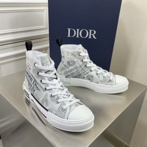 D*or men's b23 high-top sneakers in canvas with newspaper print