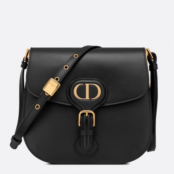 D*or bobby frame bag in black box calfskin