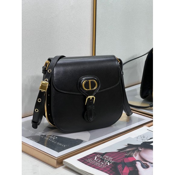 D*or bobby frame bag in black box calfskin