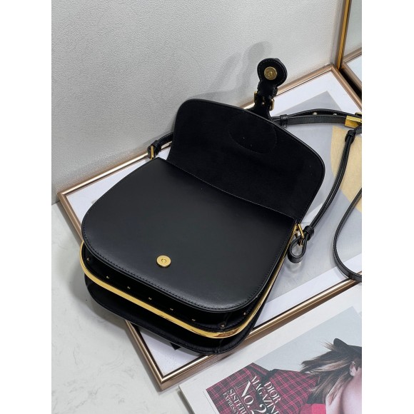 D*or bobby frame bag in black box calfskin