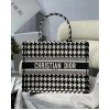 Dior Medium Book Tote Bag In Black Houndstooth Embroidery