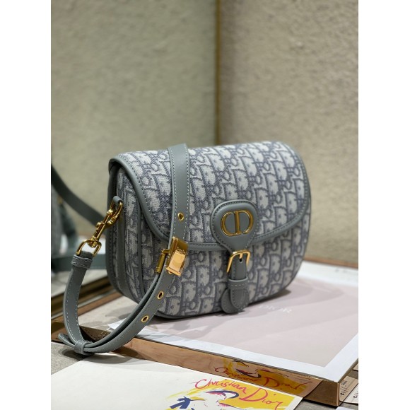 D*or bobby medium bag in grey D*or oblique jacquard