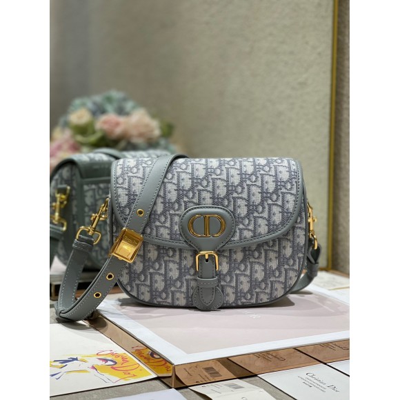 D*or bobby medium bag in grey D*or oblique jacquard