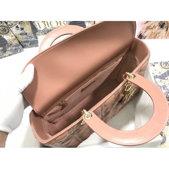 D*or lady D*or large bag in blush cannage lambskin