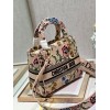 Dior Lady D-Lite Medium Bag In Beige Raffia Embroidered with Dior Petites Fleurs