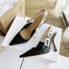 Dior J'Adior Slingback Pumps 100mm In Black Patent Calfskin