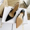 Dior J'Adior Slingback Pumps 100mm In Black Patent Calfskin