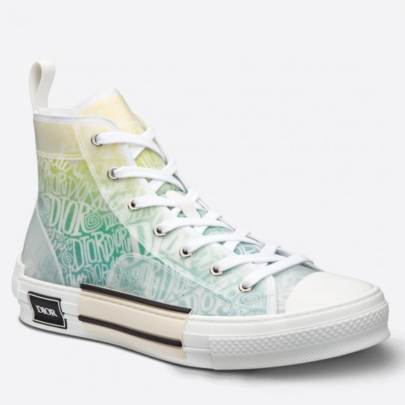 D*or men's b23 high-top sneakers with green and yellow print