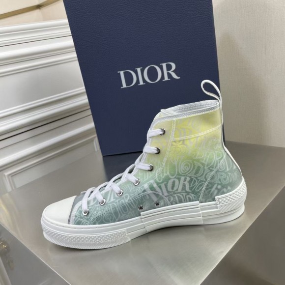 D*or men's b23 high-top sneakers with green and yellow print