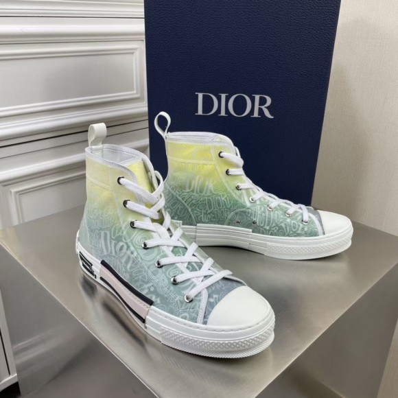 D*or men's b23 high-top sneakers with green and yellow print