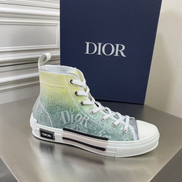 D*or men's b23 high-top sneakers with green and yellow print