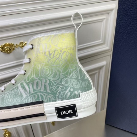 D*or men's b23 high-top sneakers with green and yellow print