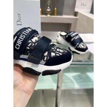Dior D-Wander Open Back Sneakers In Blue Oblique Fabric Dior D-Wander Open Back Sneakers In Blue Oblique Fabric