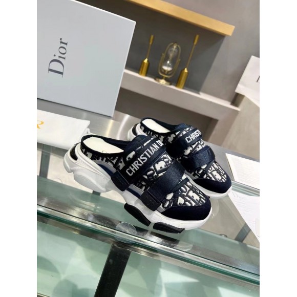 D*or d-wander open back sneakers in blue oblique fabric