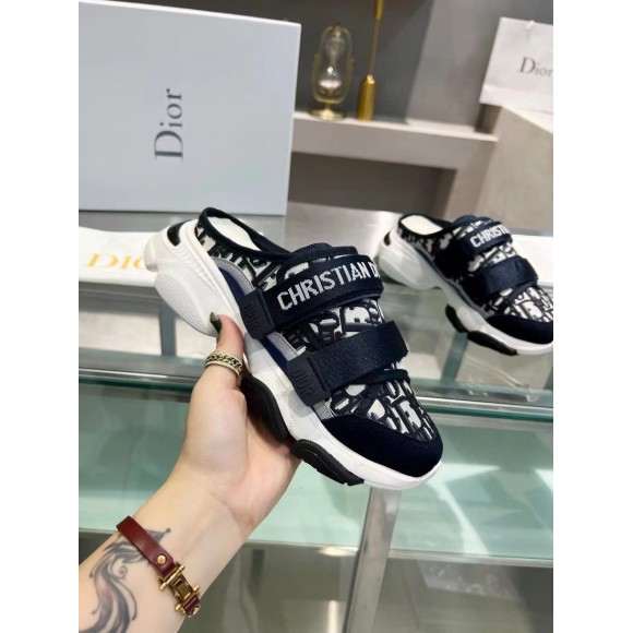 D*or d-wander open back sneakers in blue oblique fabric