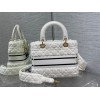 Dior Lady D-Lite Medium Bag In White Cannage Shearling